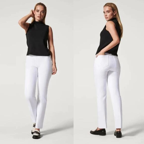 Spanx Pants Womens Medium White On The Go Kick Flare Pull On Stretch Shaping - Picture 2 of 14
